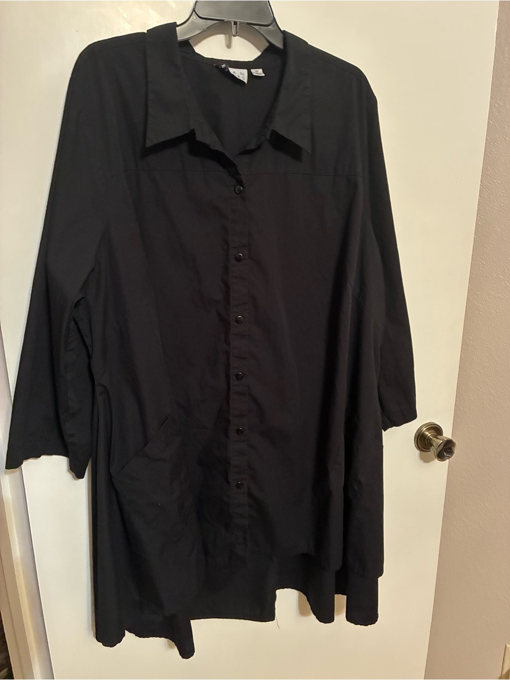 Joan Rivers Black Button-Front Shirt Dress